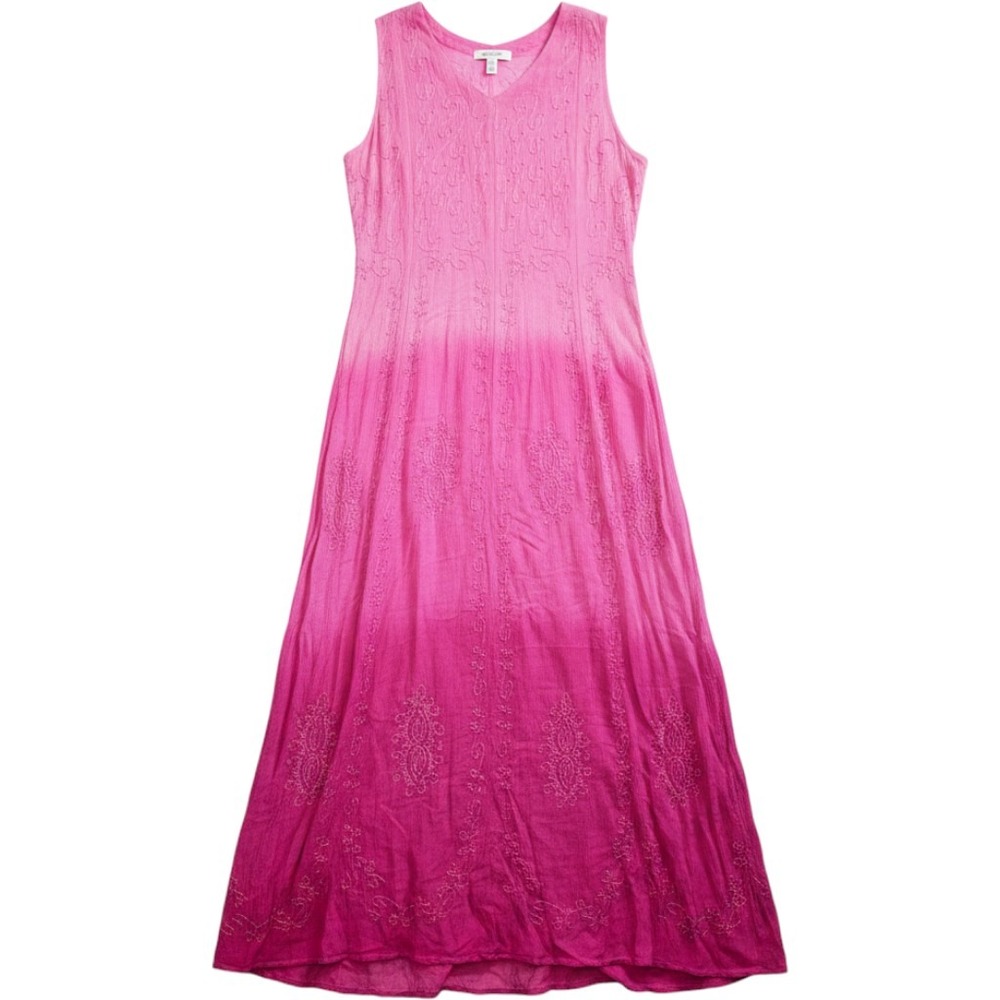 Charlie Paige Pink Ombre Embroidered Sleeveless Maxi Dress Boho One Size